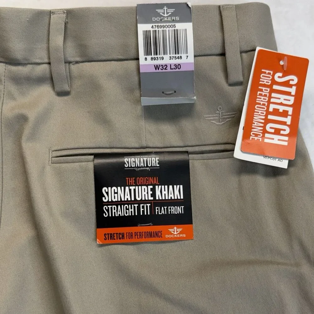 Dockers Original Signature Khaki Pants Men’s Straight Fit No Wrinkles 30x32 New